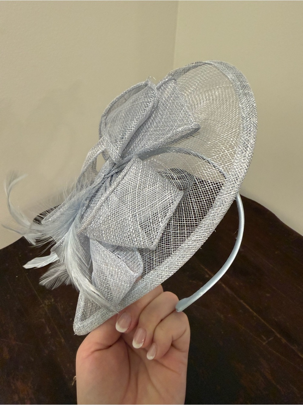 Silver Feathered Fascinator Headband for Women